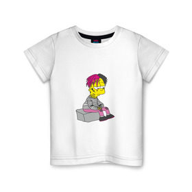 Детская футболка хлопок с принтом Bart Lili Peep в Санкт-Петербурге, 100% хлопок | круглый вырез горловины, полуприлегающий силуэт, длина до линии бедер | Тематика изображения на принте: bart simpson | lil peep | барт симпсон | лил пип