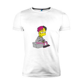 Мужская футболка премиум с принтом Bart Lili Peep в Санкт-Петербурге, 92% хлопок, 8% лайкра | приталенный силуэт, круглый вырез ворота, длина до линии бедра, короткий рукав | bart simpson | lil peep | барт симпсон | лил пип
