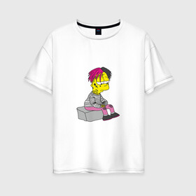 Женская футболка хлопок Oversize с принтом Bart Lili Peep в Санкт-Петербурге, 100% хлопок | свободный крой, круглый ворот, спущенный рукав, длина до линии бедер
 | bart simpson | lil peep | барт симпсон | лил пип