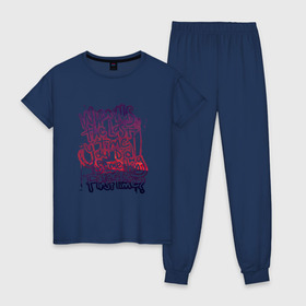 Женская пижама хлопок с принтом Граффити в Санкт-Петербурге, 100% хлопок | брюки и футболка прямого кроя, без карманов, на брюках мягкая резинка на поясе и по низу штанин | творчество