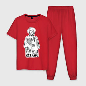 Мужская пижама хлопок с принтом Kizaru в Санкт-Петербурге, 100% хлопок | брюки и футболка прямого кроя, без карманов, на брюках мягкая резинка на поясе и по низу штанин
 | 