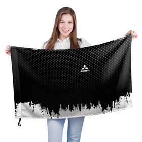 Флаг 3D с принтом Mitsubishi abstract black 2018 в Санкт-Петербурге, 100% полиэстер | плотность ткани — 95 г/м2, размер — 67 х 109 см. Принт наносится с одной стороны |  машина | марка | митсубиси