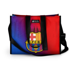 Сумка-шоппер 3D с принтом FC Barcelona color sport в Санкт-Петербурге, 100% полиэстер | застегивается на металлическую кнопку; внутренний карман застегивается на молнию. Стенки укреплены специальным мягким материалом, чтобы защитить содержимое от несильных ударов
 | football | soccer | барселона