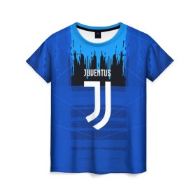 Женская футболка 3D с принтом FC Juventus color abstract в Санкт-Петербурге, 100% полиэфир ( синтетическое хлопкоподобное полотно) | прямой крой, круглый вырез горловины, длина до линии бедер | 
