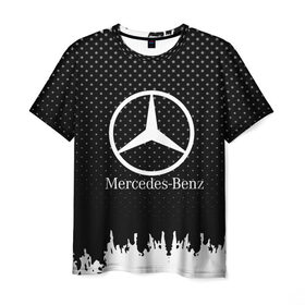 Мужская футболка 3D с принтом Mercedes-Benz в Санкт-Петербурге, 100% полиэфир | прямой крой, круглый вырез горловины, длина до линии бедер | auto | automobile | car | machine | mercedes | motor | motor car | sport car | автомашина | бренд | легковой автомобиль | марка | спортивный автомобиль | тачка