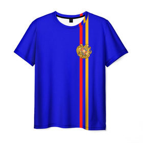 Мужская футболка 3D с принтом Армения, лента с гербом в Санкт-Петербурге, 100% полиэфир | прямой крой, круглый вырез горловины, длина до линии бедер | armenia | арменин | армения | армяне | армянин | армянка | армянский | ереван | кавказ | кавказец | республика | северный