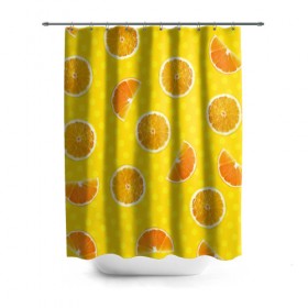 Штора 3D для ванной с принтом Апельсиновое настроение в Санкт-Петербурге, 100% полиэстер | плотность материала — 100 г/м2. Стандартный размер — 146 см х 180 см. По верхнему краю — пластиковые люверсы для креплений. В комплекте 10 пластиковых колец | апельсин