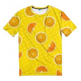 Мужская футболка 3D с принтом Апельсиновое настроение в Санкт-Петербурге, 100% полиэфир | прямой крой, круглый вырез горловины, длина до линии бедер | апельсин