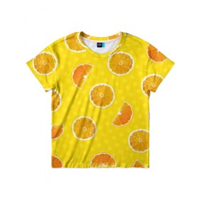 Детская футболка 3D с принтом Апельсиновое настроение в Санкт-Петербурге, 100% гипоаллергенный полиэфир | прямой крой, круглый вырез горловины, длина до линии бедер, чуть спущенное плечо, ткань немного тянется | апельсин