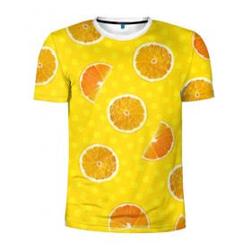 Мужская футболка 3D спортивная с принтом Апельсиновое настроение в Санкт-Петербурге, 100% полиэстер с улучшенными характеристиками | приталенный силуэт, круглая горловина, широкие плечи, сужается к линии бедра | апельсин