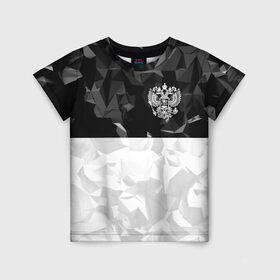 Детская футболка 3D с принтом RUSSIA SPORT в Санкт-Петербурге, 100% гипоаллергенный полиэфир | прямой крой, круглый вырез горловины, длина до линии бедер, чуть спущенное плечо, ткань немного тянется | russia | герб | двуглавый орел | россия | спорт | спортивные | триколор