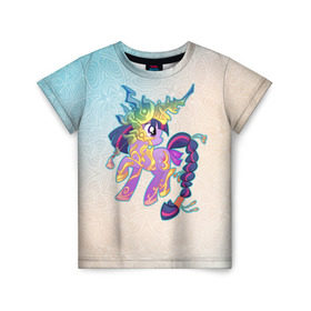 Детская футболка 3D с принтом My Little Pony в Санкт-Петербурге, 100% гипоаллергенный полиэфир | прямой крой, круглый вырез горловины, длина до линии бедер, чуть спущенное плечо, ткань немного тянется | комедия | маленький | мой | музыка | мультфильм | мюзикл | пони | приключения | сказка | фэнтези