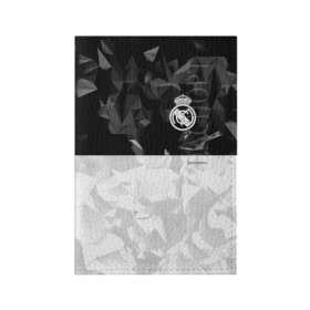 Обложка для паспорта матовая кожа с принтом REAL MADRID в Санкт-Петербурге, натуральная матовая кожа | размер 19,3 х 13,7 см; прозрачные пластиковые крепления | emirates | fc | real madrid | абстракция | геометрия | реал мадрид | футбольный клуб | эмблема