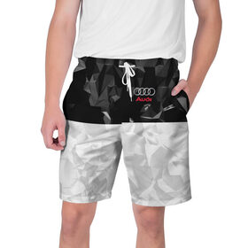 Мужские шорты 3D с принтом AUDI SPORT в Санкт-Петербурге,  полиэстер 100% | прямой крой, два кармана без застежек по бокам. Мягкая трикотажная резинка на поясе, внутри которой широкие завязки. Длина чуть выше колен | 
