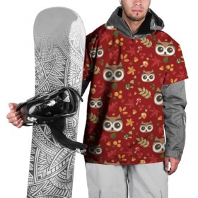 Накидка на куртку 3D с принтом Совушки в лесу в Санкт-Петербурге, 100% полиэстер |  | owl | в лесу | глаза | красный | лес | сова | совушки | совы | хищник