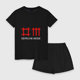 Женская пижама с шортиками хлопок с принтом Depeche Mode в Санкт-Петербурге, 100% хлопок | футболка прямого кроя, шорты свободные с широкой мягкой резинкой | depeche mode | альтернативный | вестник моды | депеш мод | депешмод | дэйв гаан | индастриал | мартин гор | музыка | новая волна | роза | рок | синти поп | электроник | энди флетчер