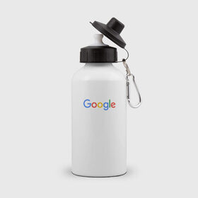 Бутылка спортивная с принтом Google в Санкт-Петербурге, металл | емкость — 500 мл, в комплекте две пластиковые крышки и карабин для крепления | google