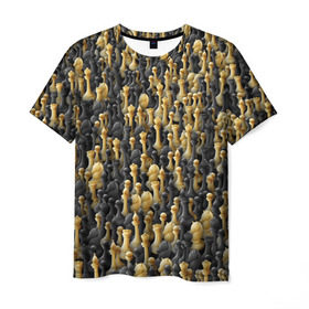 Мужская футболка 3D с принтом Шахматы в Санкт-Петербурге, 100% полиэфир | прямой крой, круглый вырез горловины, длина до линии бедер | игра | настолка | настольная | паттерн | пешка | толпа | ферзь | фигуры