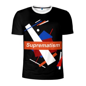 Мужская футболка 3D спортивная с принтом Супрематизм блэк в Санкт-Петербурге, 100% полиэстер с улучшенными характеристиками | приталенный силуэт, круглая горловина, широкие плечи, сужается к линии бедра | арт | искусство | супрематизм