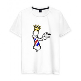 Мужская футболка хлопок с принтом БАРБЕР КИНГ в Санкт-Петербурге, 100% хлопок | прямой крой, круглый вырез горловины, длина до линии бедер, слегка спущенное плечо. | 