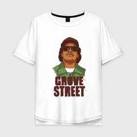 Мужская футболка хлопок Oversize с принтом grove street в Санкт-Петербурге, 100% хлопок | свободный крой, круглый ворот, “спинка” длиннее передней части | eazy e | gta | raiders | san andreas | райдер