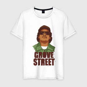 Мужская футболка хлопок с принтом grove street в Санкт-Петербурге, 100% хлопок | прямой крой, круглый вырез горловины, длина до линии бедер, слегка спущенное плечо. | eazy e | gta | raiders | san andreas | райдер