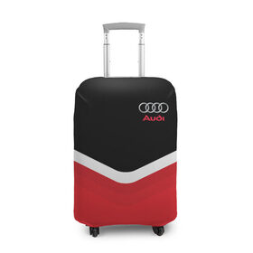 Чехол для чемодана 3D с принтом Audi Black & Red в Санкт-Петербурге, 86% полиэфир, 14% спандекс | двустороннее нанесение принта, прорези для ручек и колес | audi | ауди | кольца | красный | машина | черный