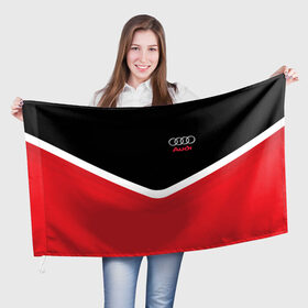 Флаг 3D с принтом Audi Black & Red в Санкт-Петербурге, 100% полиэстер | плотность ткани — 95 г/м2, размер — 67 х 109 см. Принт наносится с одной стороны | audi | ауди | кольца | красный | машина | черный