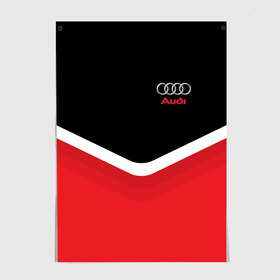 Постер с принтом Audi Black & Red в Санкт-Петербурге, 100% бумага
 | бумага, плотность 150 мг. Матовая, но за счет высокого коэффициента гладкости имеет небольшой блеск и дает на свету блики, но в отличии от глянцевой бумаги не покрыта лаком | audi | ауди | кольца | красный | машина | черный