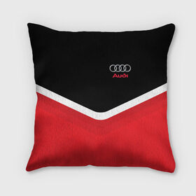 Подушка 3D с принтом Audi Black & Red в Санкт-Петербурге, наволочка – 100% полиэстер, наполнитель – холлофайбер (легкий наполнитель, не вызывает аллергию). | состоит из подушки и наволочки. Наволочка на молнии, легко снимается для стирки | audi | ауди | кольца | красный | машина | черный