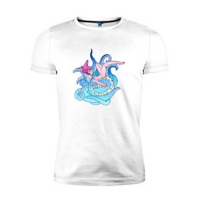 Мужская футболка премиум с принтом tentacles ahegao в Санкт-Петербурге, 92% хлопок, 8% лайкра | приталенный силуэт, круглый вырез ворота, длина до линии бедра, короткий рукав | 