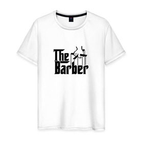 Мужская футболка хлопок с принтом The Barber godfather black в Санкт-Петербурге, 100% хлопок | прямой крой, круглый вырез горловины, длина до линии бедер, слегка спущенное плечо. | 