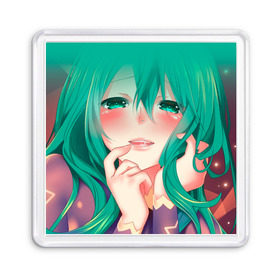 Магнит 55*55 с принтом Miku Ahegao в Санкт-Петербурге, Пластик | Размер: 65*65 мм; Размер печати: 55*55 мм | вокалоид | зеленоволосая девушка | мику ахегао | хатсуне мику