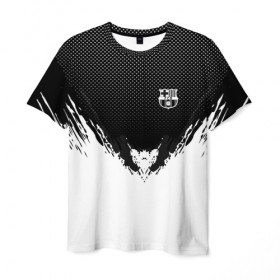 Мужская футболка 3D с принтом Barcelona black 2018 в Санкт-Петербурге, 100% полиэфир | прямой крой, круглый вырез горловины, длина до линии бедер | football | soccer | барселона