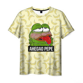 Мужская футболка 3D с принтом Ahegao Pepe в Санкт-Петербурге, 100% полиэфир | прямой крой, круглый вырез горловины, длина до линии бедер | 