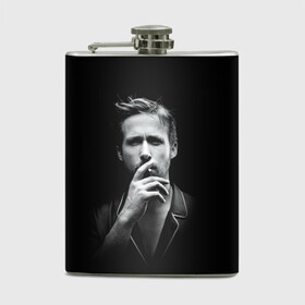 Фляга с принтом Ryan Gosling в Санкт-Петербурге, металлический корпус | емкость 0,22 л, размер 125 х 94 мм. Виниловая наклейка запечатывается полностью | Тематика изображения на принте: ryan gosling | актер | райан гослинг