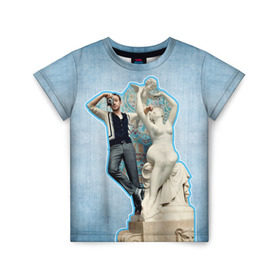 Детская футболка 3D с принтом Райан Гослинг_11 в Санкт-Петербурге, 100% гипоаллергенный полиэфир | прямой крой, круглый вырез горловины, длина до линии бедер, чуть спущенное плечо, ткань немного тянется | ryan gosling | актер | райан гослинг
