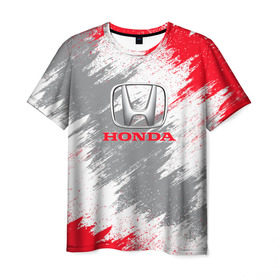 Мужская футболка 3D с принтом Honda в Санкт-Петербурге, 100% полиэфир | прямой крой, круглый вырез горловины, длина до линии бедер | auto | car | honda | race | авто | гонки | краска | краски | марка | машина | хонда