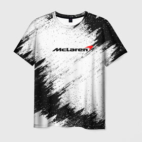 Мужская футболка 3D с принтом McLaren в Санкт-Петербурге, 100% полиэфир | прямой крой, круглый вырез горловины, длина до линии бедер | Тематика изображения на принте: auto | car | mclaren | race | авто | гонки | краска | краски | макларен | марка | машина