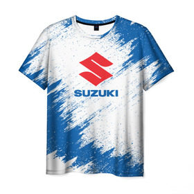 Мужская футболка 3D с принтом Suzuki в Санкт-Петербурге, 100% полиэфир | прямой крой, круглый вырез горловины, длина до линии бедер | auto | car | race | suzuki | авто | гонки | краска | краски | марка | машина | сузуки