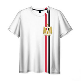 Мужская футболка 3D с принтом Египет, лента с гербом в Санкт-Петербурге, 100% полиэфир | прямой крой, круглый вырез горловины, длина до линии бедер | александрия | арабская | герб | гиза | государство | египет | египетский | каир | республика | страна | флаг