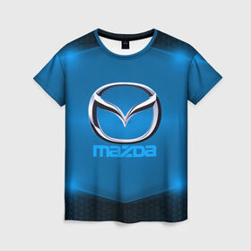 Женская футболка 3D с принтом Mazda SPORT в Санкт-Петербурге, 100% полиэфир ( синтетическое хлопкоподобное полотно) | прямой крой, круглый вырез горловины, длина до линии бедер | 