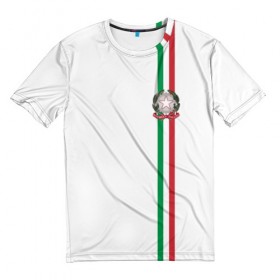 Мужская футболка 3D с принтом Италия, лента с гербом в Санкт-Петербурге, 100% полиэфир | прямой крой, круглый вырез горловины, длина до линии бедер | 