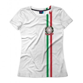 Женская футболка 3D с принтом Италия, лента с гербом в Санкт-Петербурге, 100% полиэфир ( синтетическое хлопкоподобное полотно) | прямой крой, круглый вырез горловины, длина до линии бедер | 
