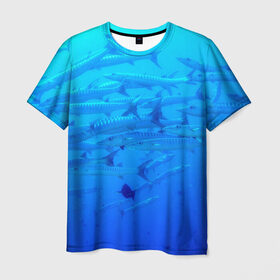 Мужская футболка 3D с принтом Морская фауна в Санкт-Петербурге, 100% полиэфир | прямой крой, круглый вырез горловины, длина до линии бедер | Тематика изображения на принте: fish | fishes | pisces | море | морские обитатели | морской | океан | рыбы