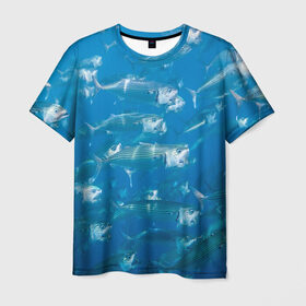 Мужская футболка 3D с принтом Рыбы океана в Санкт-Петербурге, 100% полиэфир | прямой крой, круглый вырез горловины, длина до линии бедер | fish | fishes | pisces | море | морские обитатели | морской | океан | рыбы