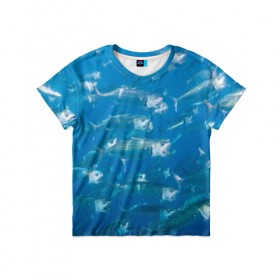 Детская футболка 3D с принтом Рыбы океана в Санкт-Петербурге, 100% гипоаллергенный полиэфир | прямой крой, круглый вырез горловины, длина до линии бедер, чуть спущенное плечо, ткань немного тянется | fish | fishes | pisces | море | морские обитатели | морской | океан | рыбы