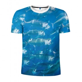 Мужская футболка 3D спортивная с принтом Рыбы океана в Санкт-Петербурге, 100% полиэстер с улучшенными характеристиками | приталенный силуэт, круглая горловина, широкие плечи, сужается к линии бедра | fish | fishes | pisces | море | морские обитатели | морской | океан | рыбы