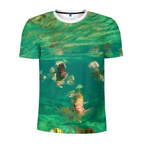 Мужская футболка 3D спортивная с принтом abyssal fishes в Санкт-Петербурге, 100% полиэстер с улучшенными характеристиками | приталенный силуэт, круглая горловина, широкие плечи, сужается к линии бедра | fish | fishes | pisces | море | морские обитатели | морской | океан | рыбы