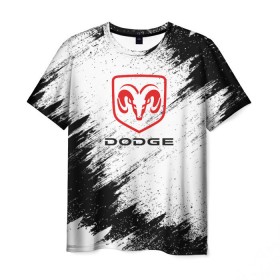 Мужская футболка 3D с принтом DODGE в Санкт-Петербурге, 100% полиэфир | прямой крой, круглый вырез горловины, длина до линии бедер | Тематика изображения на принте: car | dodge |  auto | авто | додж | машина